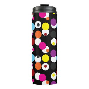 Black Colorful Polka Dots Surface Pattern Design Thermal Tumbler
