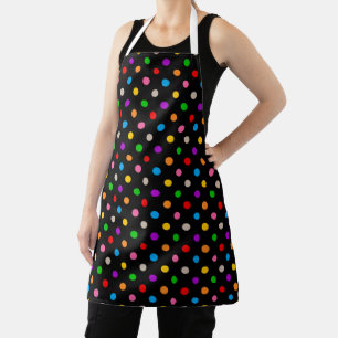 Black Colorful Rainbow Polka Dots Design  Apron