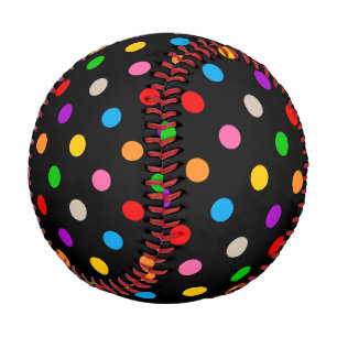 Black Colorful Rainbow Polka Dots Design Baseball