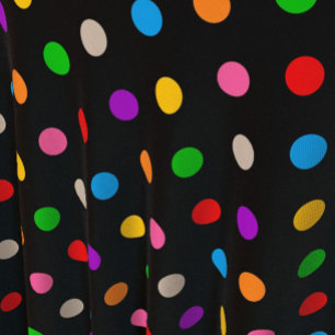Black Colorful Rainbow Polka Dots Design  Fabric
