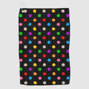 Black Colorful Rainbow Polka Dots Design Golf Towel