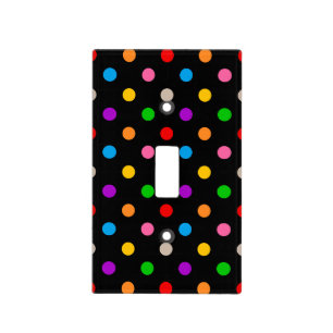 Black Colorful Rainbow Polka Dots Design Light Switch Cover
