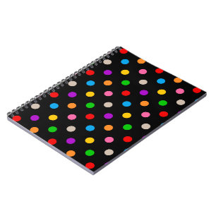 Black Colorful Rainbow Polka Dots Design Notebook