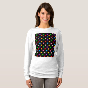 Black Colorful Rainbow Polka Dots Design T-Shirt
