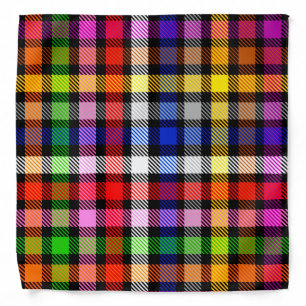 Black Colorful Twill Plaid Tartan Design Bandana