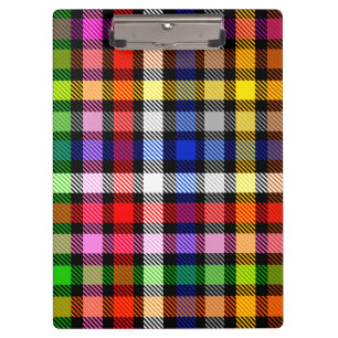 Black Colorful Twill Plaid Tartan Design Clipboard