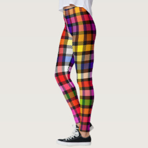 Black Colorful Twill Plaid Tartan Design  Leggings