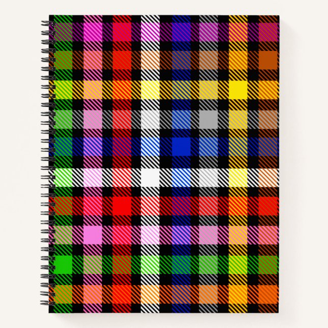 Black Colorful Twill Plaid Tartan Design  Notebook (Front)