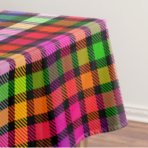 Black Colorful Twill Plaid Tartan Design Tablecloth