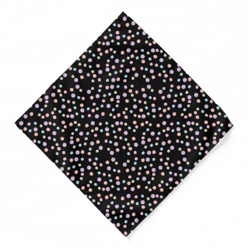 Black Colorful Watercolor Polka Dots Bandana