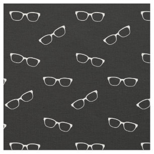 Black Coloured Fabric With Eyeglasses Print