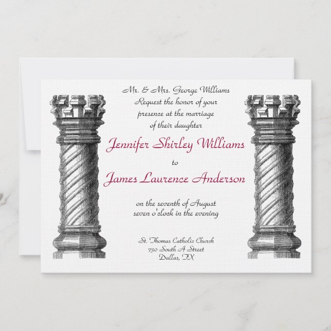 Black Columns Wedding Invitation (Front)