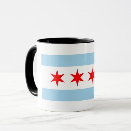 Black Combo Mug with flag of Chicago USA
