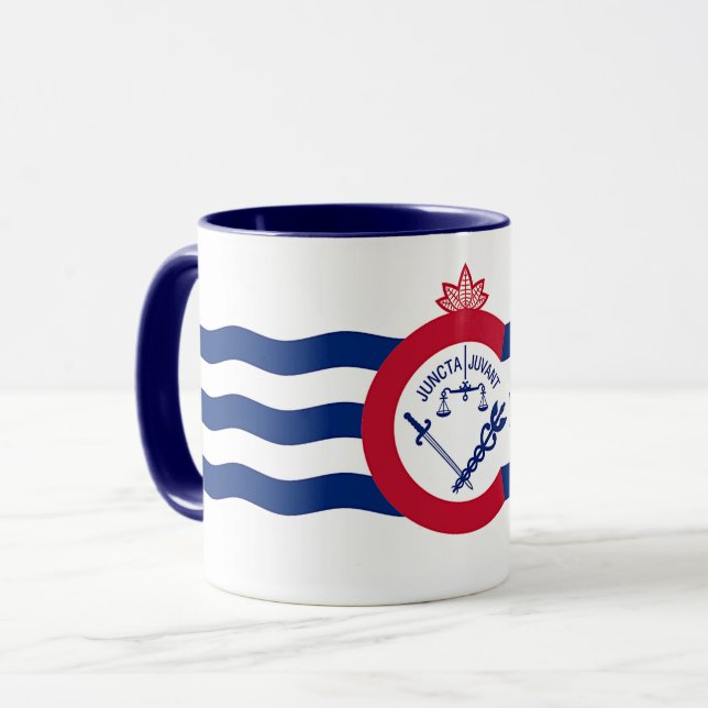 Black Combo Mug with flag of Cincinnati (Front Left)