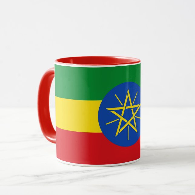 Black Combo Mug with flag of Ethiopia (Front Left)
