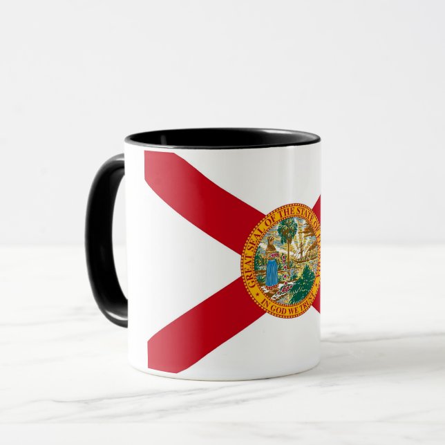 Black Combo Mug with flag of Florida, USA (Front Left)