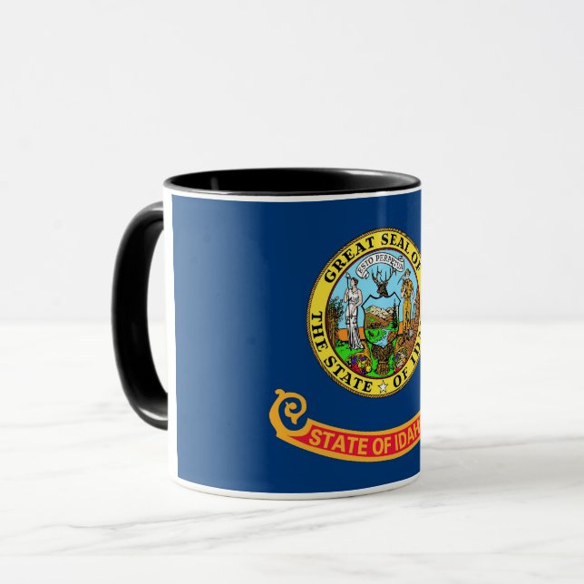 Black Combo Mug with flag of Idaho, USA (Front Left)
