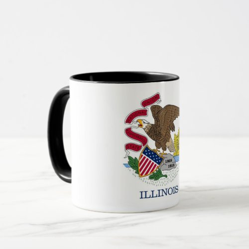 Black Combo Mug with flag of Illinois USA