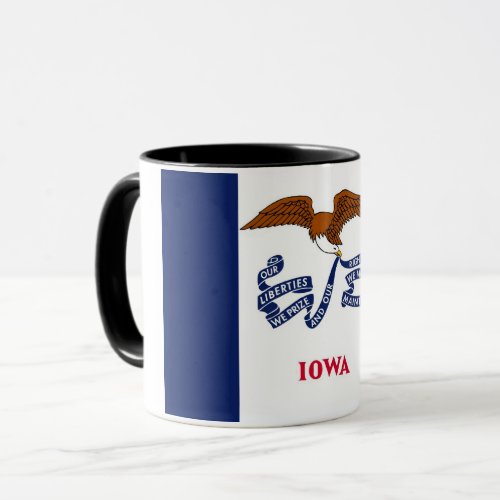 Black Combo Mug with flag of Iowa USA