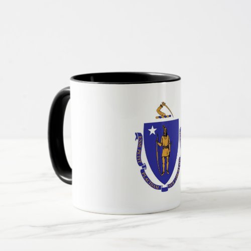 Black Combo Mug with flag of Massachusetts USA