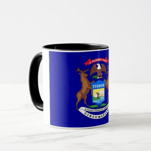 Black Combo Mug with flag of Michigan USA