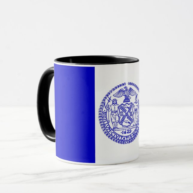 Black Combo Mug with flag of New York City, USA (Front Left)