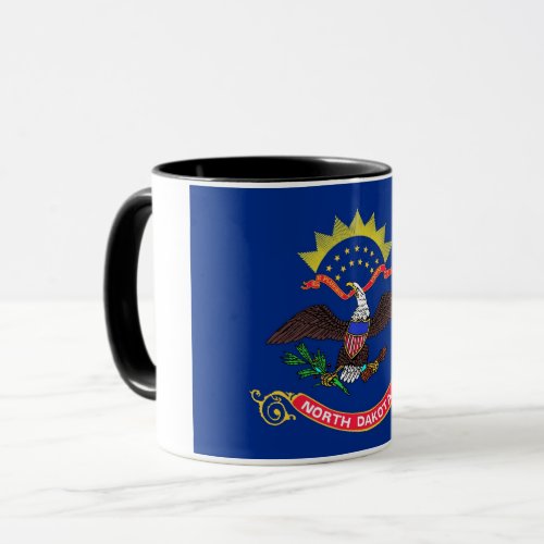Black Combo Mug with flag of North Dakota USA