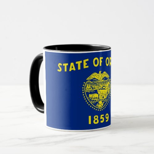 Black Combo Mug with flag of Oregon State USA