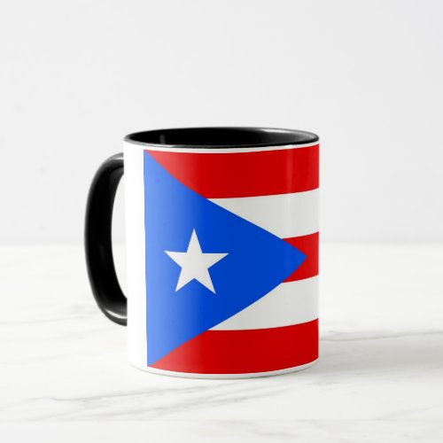 Black Combo Mug with flag of Puerto Rico USA