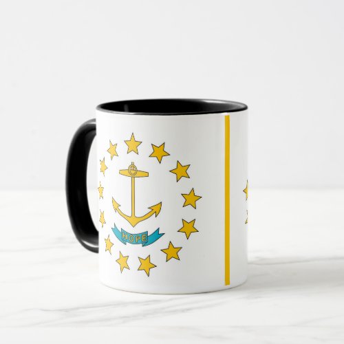 Black Combo Mug with flag of Rhode Island USA