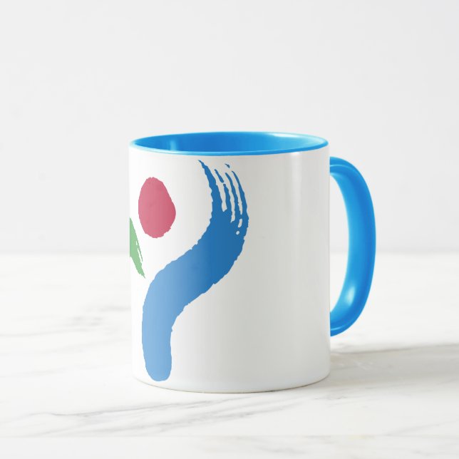 Black Combo Mug with flag of Seoul, South Korea (Front Right)
