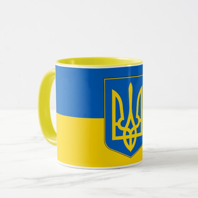 Black Combo Mug with flag of Ukraine (Front Left)