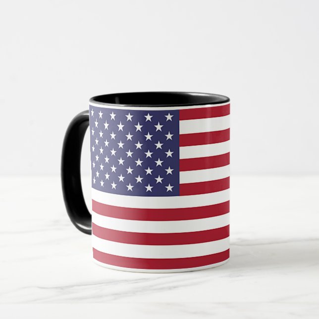 Black Combo Mug with flag of USA (Front Left)