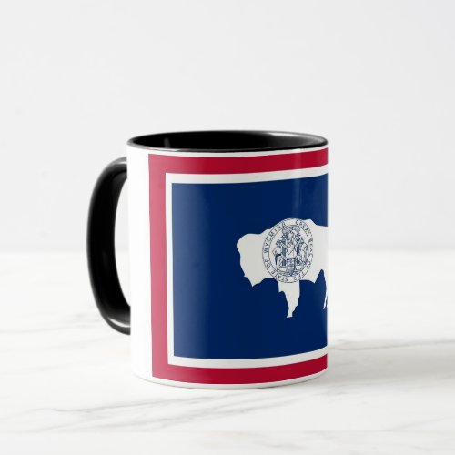 Black Combo Mug with flag of Wyoming USA