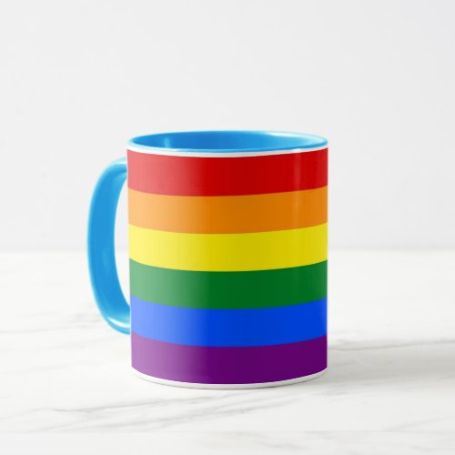 Black Combo Mug with Rainbow Pride flag of LGBT