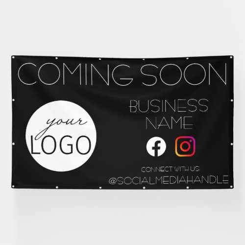 Black Coming Soon Business Logo Promotional Banner
