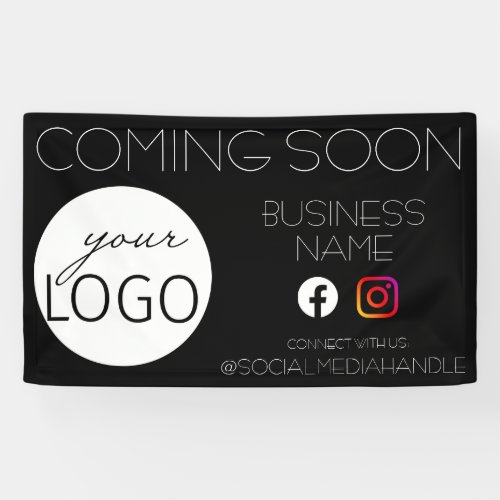 Black Coming Soon Business Logo Promotional Banner