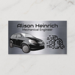 Black Compact Car   Auto Mechanic Logo Business Card