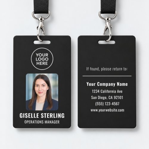 Black Company Logo Employee Photo ID Badge