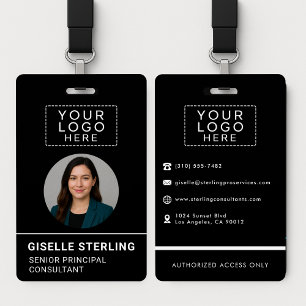 Black Company Photo ID Logo Name Tag Custom Badge