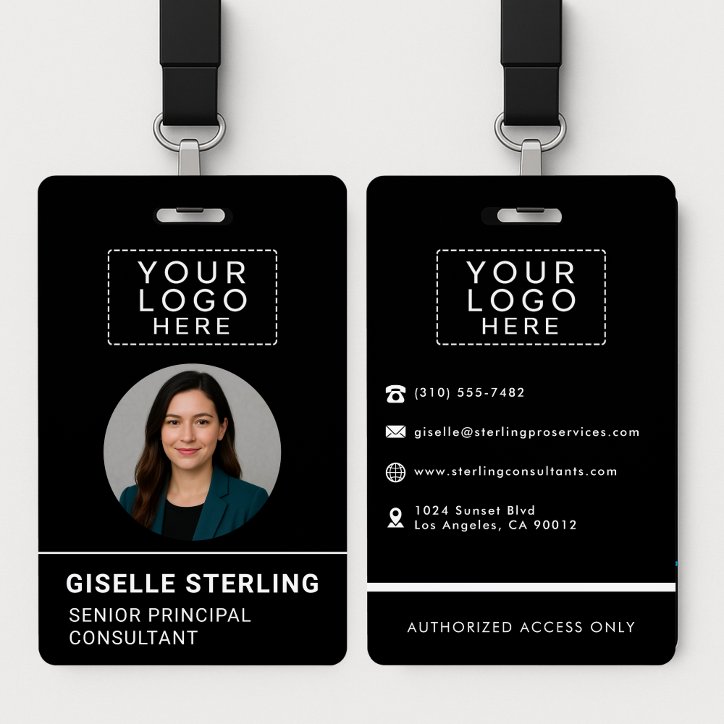 Black Company Photo Id Logo Name Tag Custom Badge