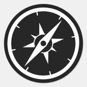 Black Compass Classic Round Sticker