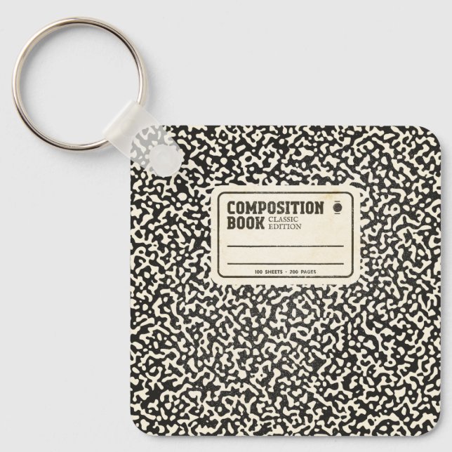 Black Composition Notebook Keychain (Front)