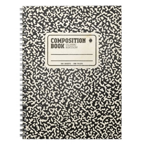 Black Composition Notebook with Label