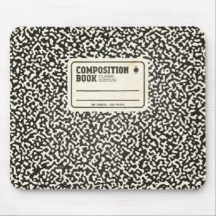 Black Composition Notebook with Label Mouse Pad