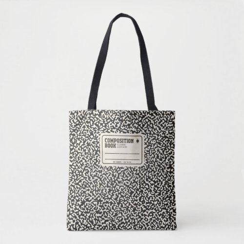 Black Composition Notebook with Label Tote Bag