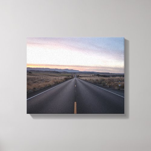 black concrete road between steppe canvas print