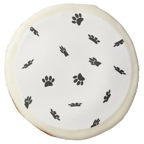 Black Confetti Dog Paw Print Pattern Custom Sugar Cookie