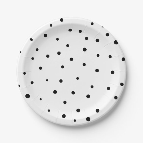 Black Confetti Dots Modern Paper Plates