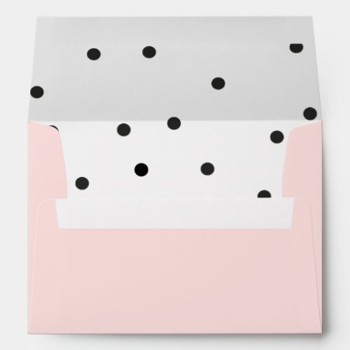 Black Confetti Dots on Pink with Return Address Envelope